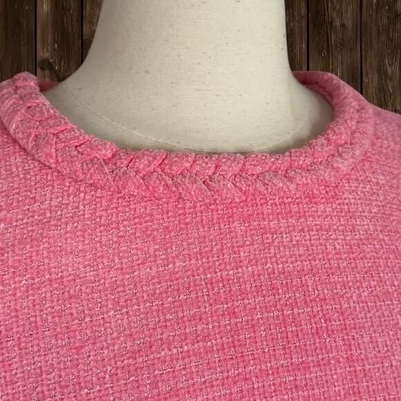 Eliza J Braided Trim Boucle Shift Dress Sz 12 Pink Peach Color Lined 60ties $158 - Picture 4 of 12